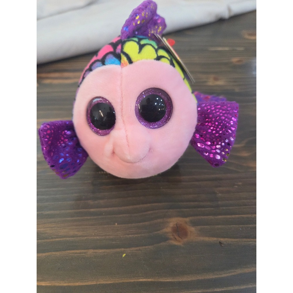 Ty Beanie Boos Flippy the Fish Rainbow Sparkle Plush Stuffed Animal 6 inch NWT